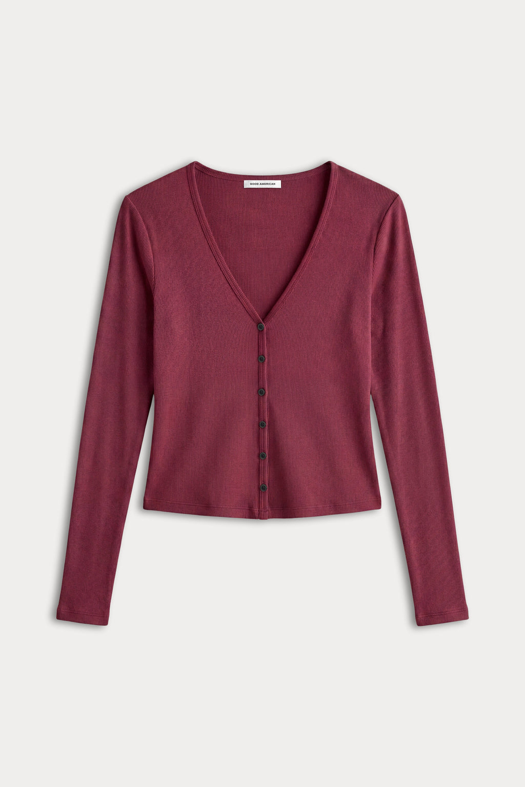 Luxury THE RIB V NECK CARDIGAN BERRY NOIR