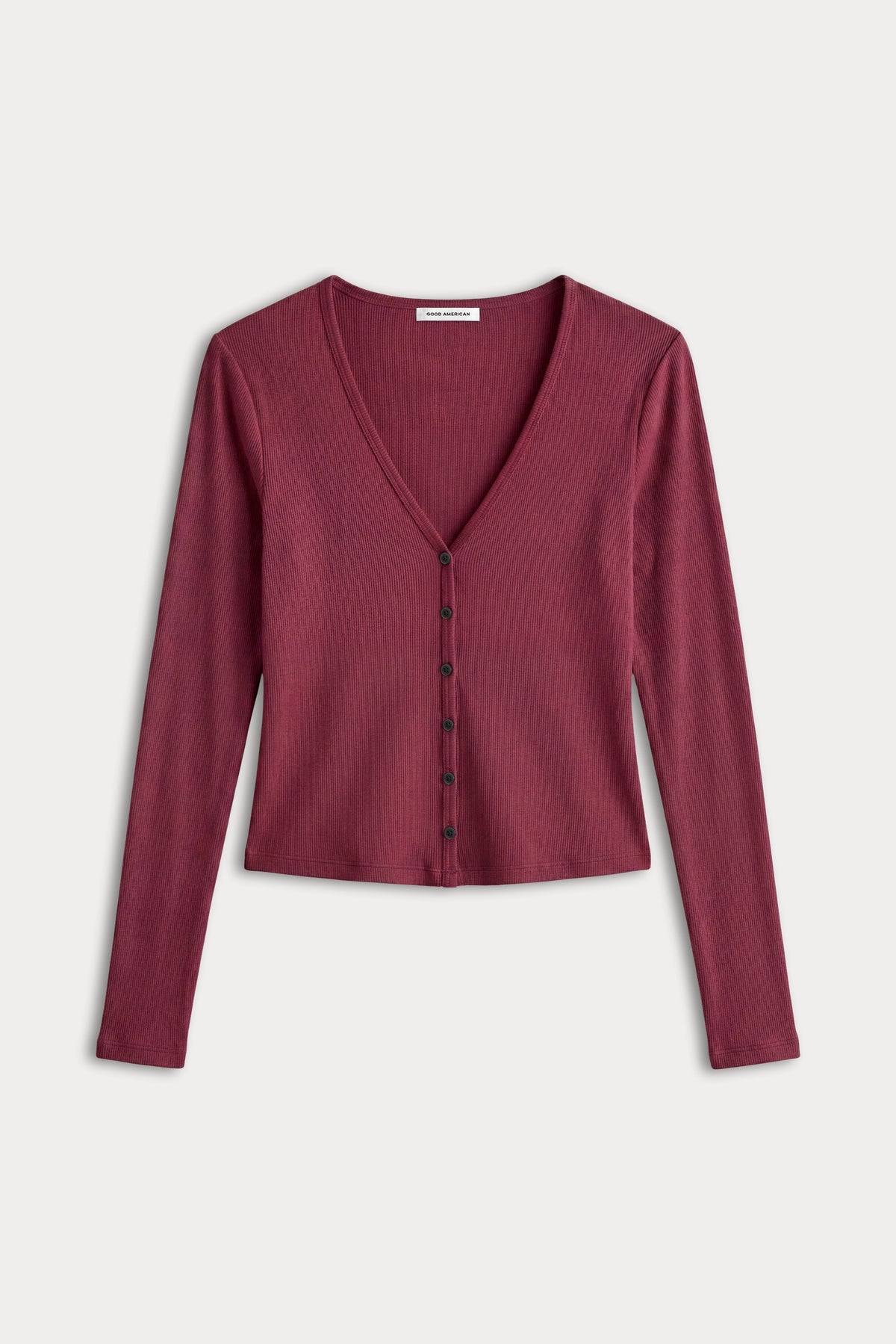 Luxury THE RIB V NECK CARDIGAN BERRY NOIR