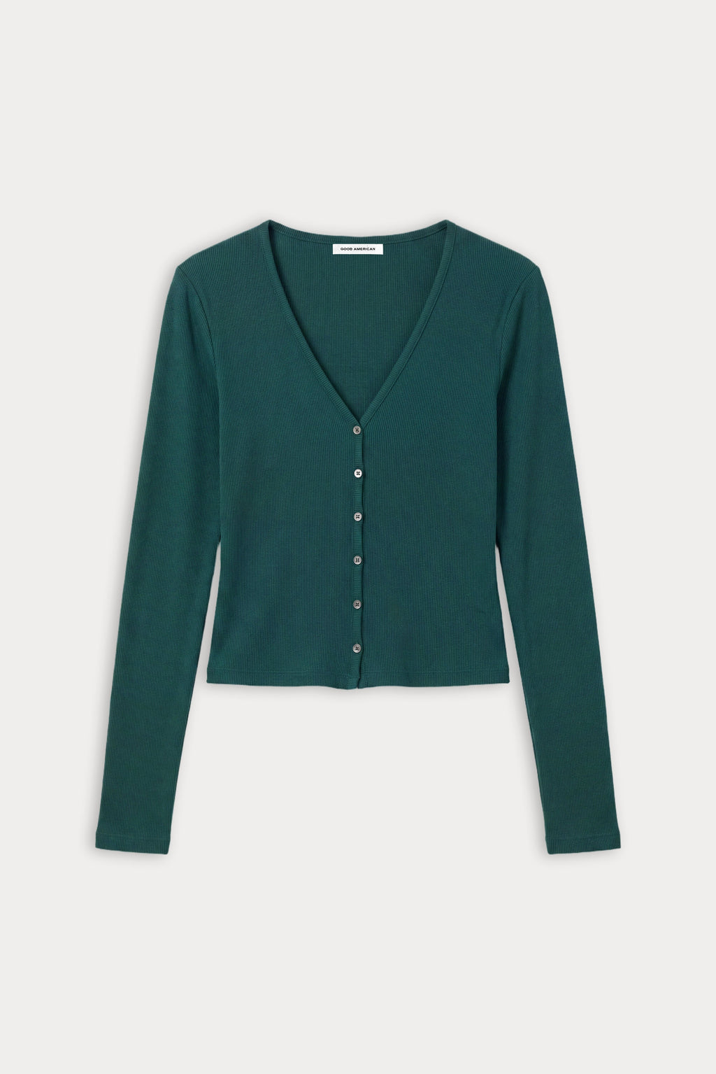 Luxury THE RIB V NECK CARDIGAN FOREST GREEN