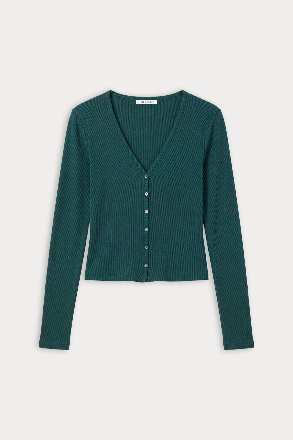 Luxury THE RIB V NECK CARDIGAN FOREST GREEN