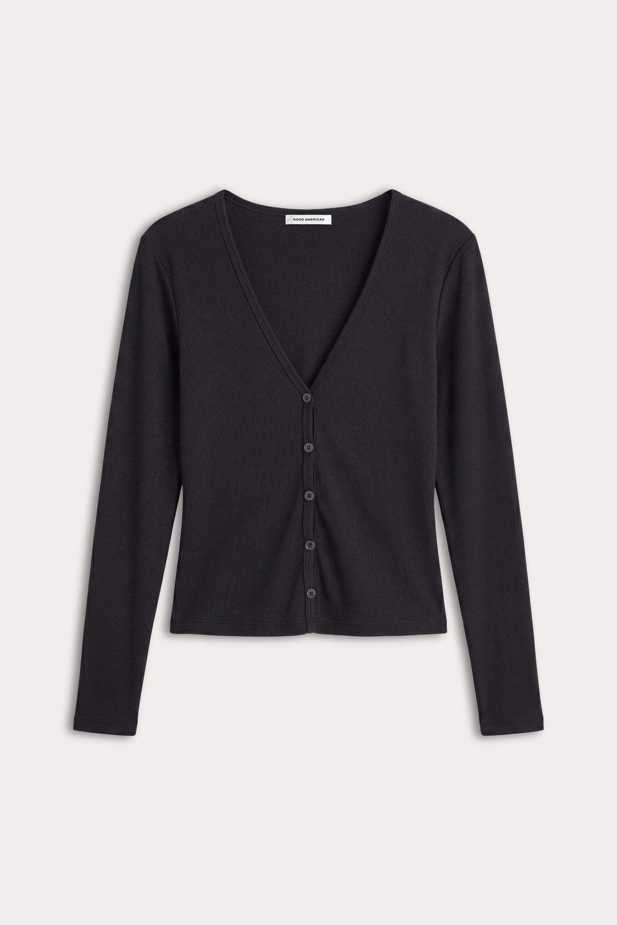Luxury THE RIB V NECK CARDIGAN BLACK