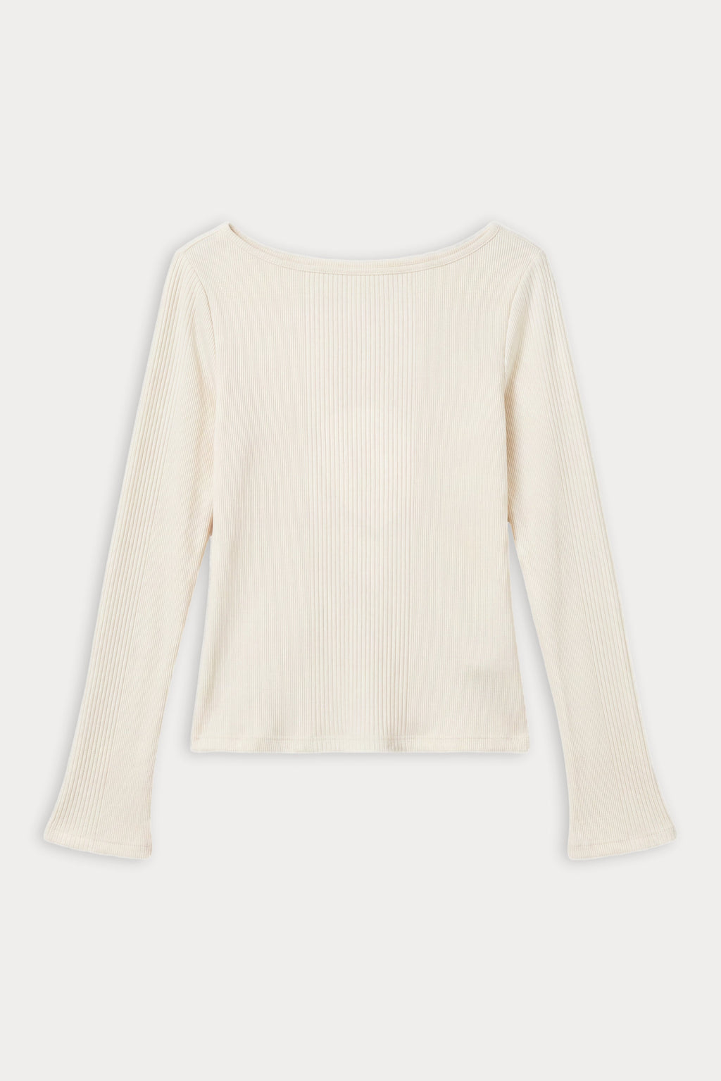 Luxury THE VARIEGATED RIB LONG SLEEVE TOP CHALK