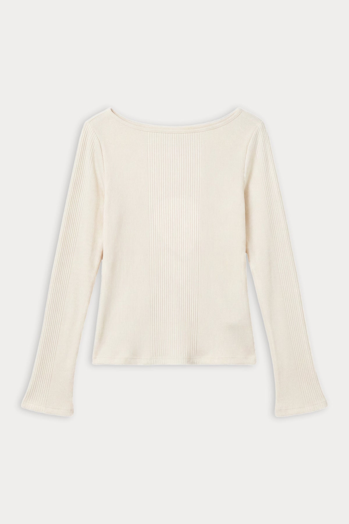 Luxury THE VARIEGATED RIB LONG SLEEVE TOP CHALK