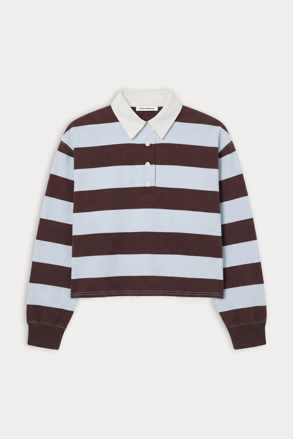Luxury THE CROPPED RUGBY POLO ESPRESSO SKY BLOCK STRIPE