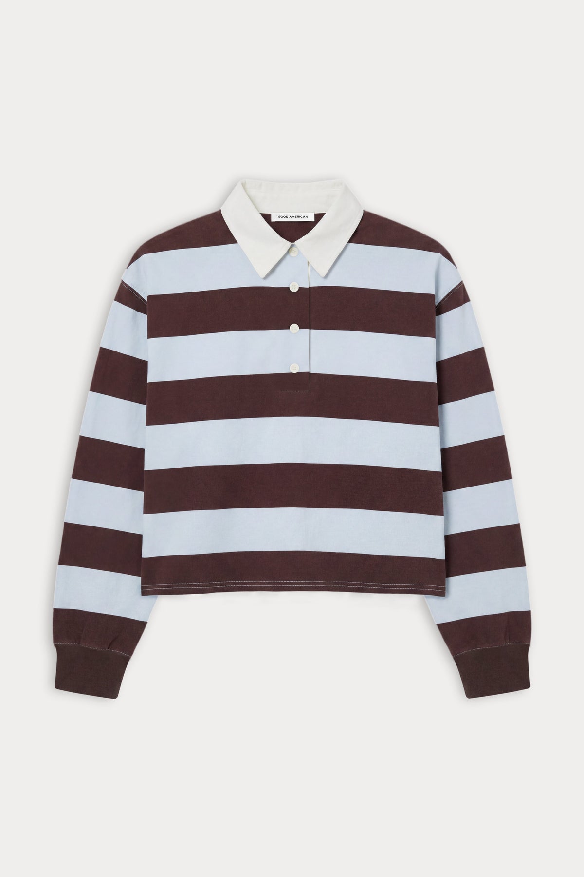 Luxury THE CROPPED RUGBY POLO ESPRESSO SKY BLOCK STRIPE