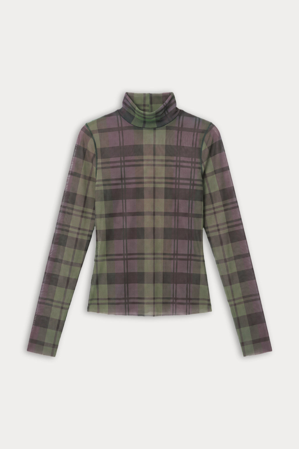 Luxury THE MESH TURTLENECK NAVY AND GREEN PLAID