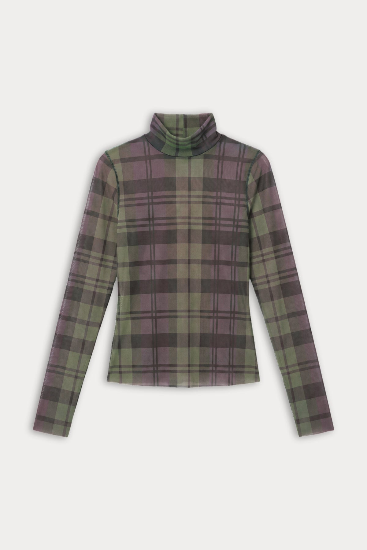 Luxury THE MESH TURTLENECK NAVY AND GREEN PLAID