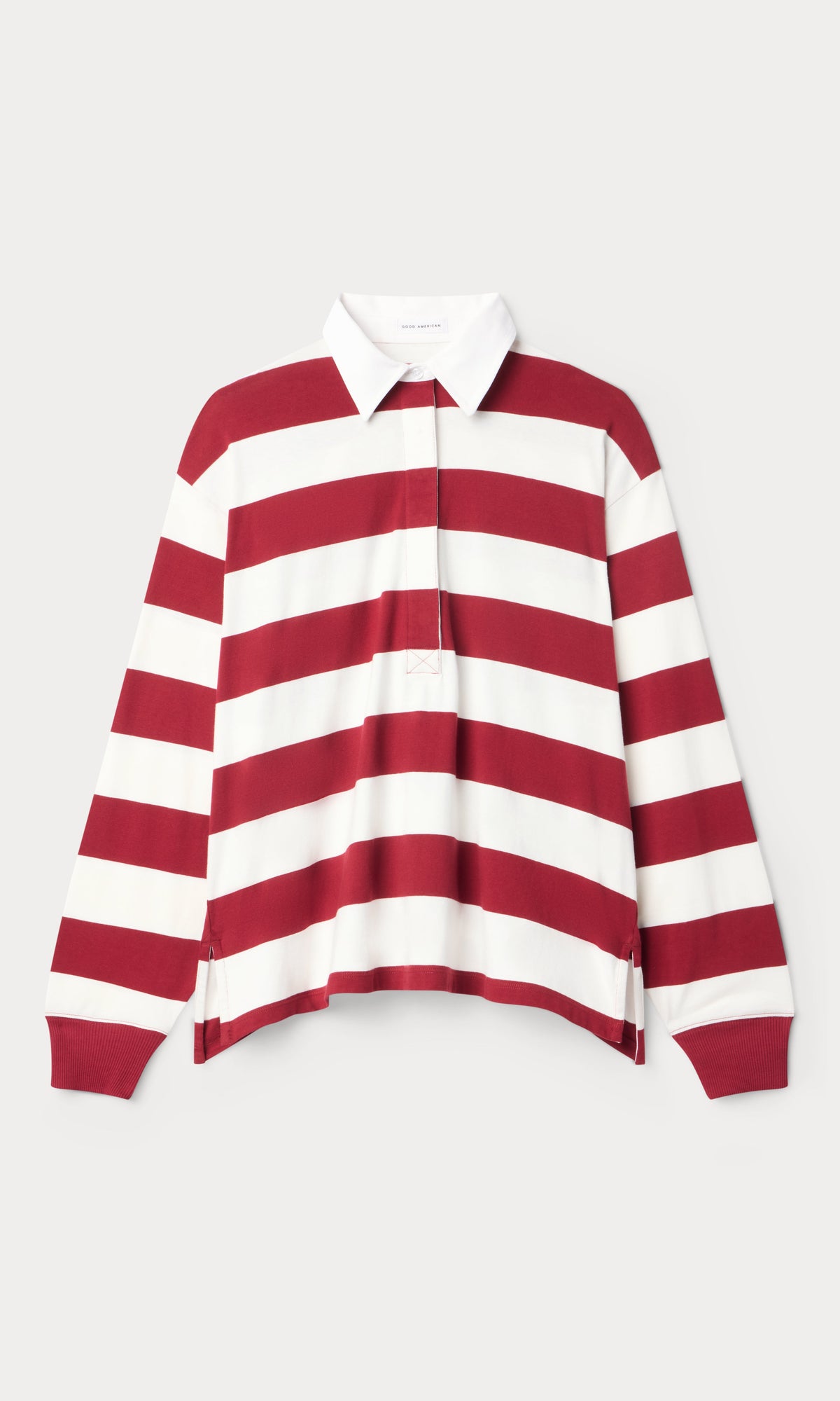 Luxury OVERSIZED RUGBY TEE MERLOT AND CHALK RUGBY STRIPE