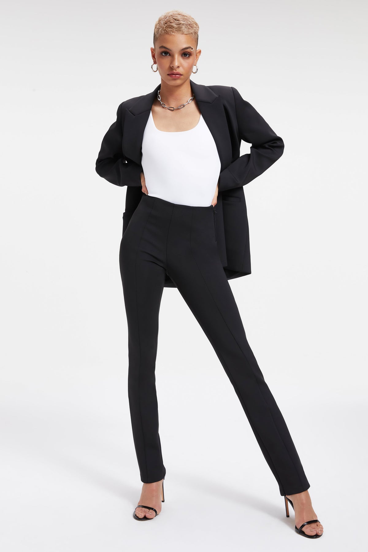 Luxury GOOD WAIST SCUBA PANTS BLACK001