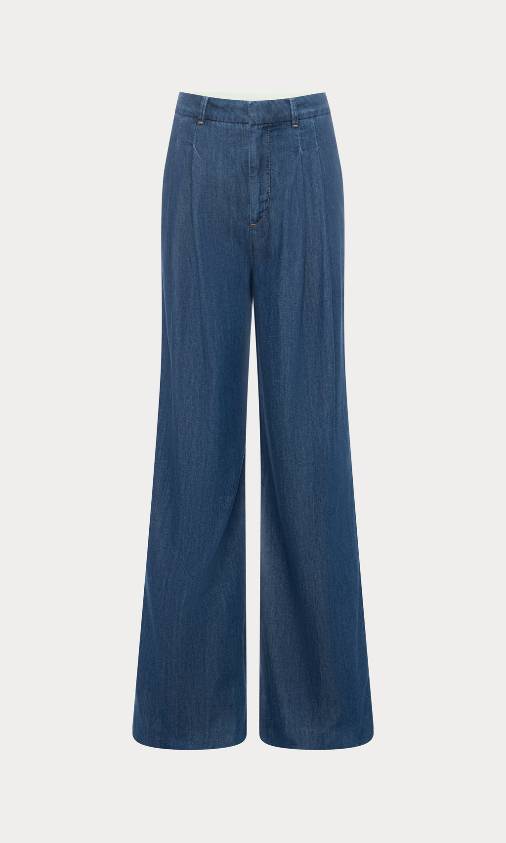 Luxury PLEATED HIGH WAISTED WIDE LEG TROUSER INDIGO1187