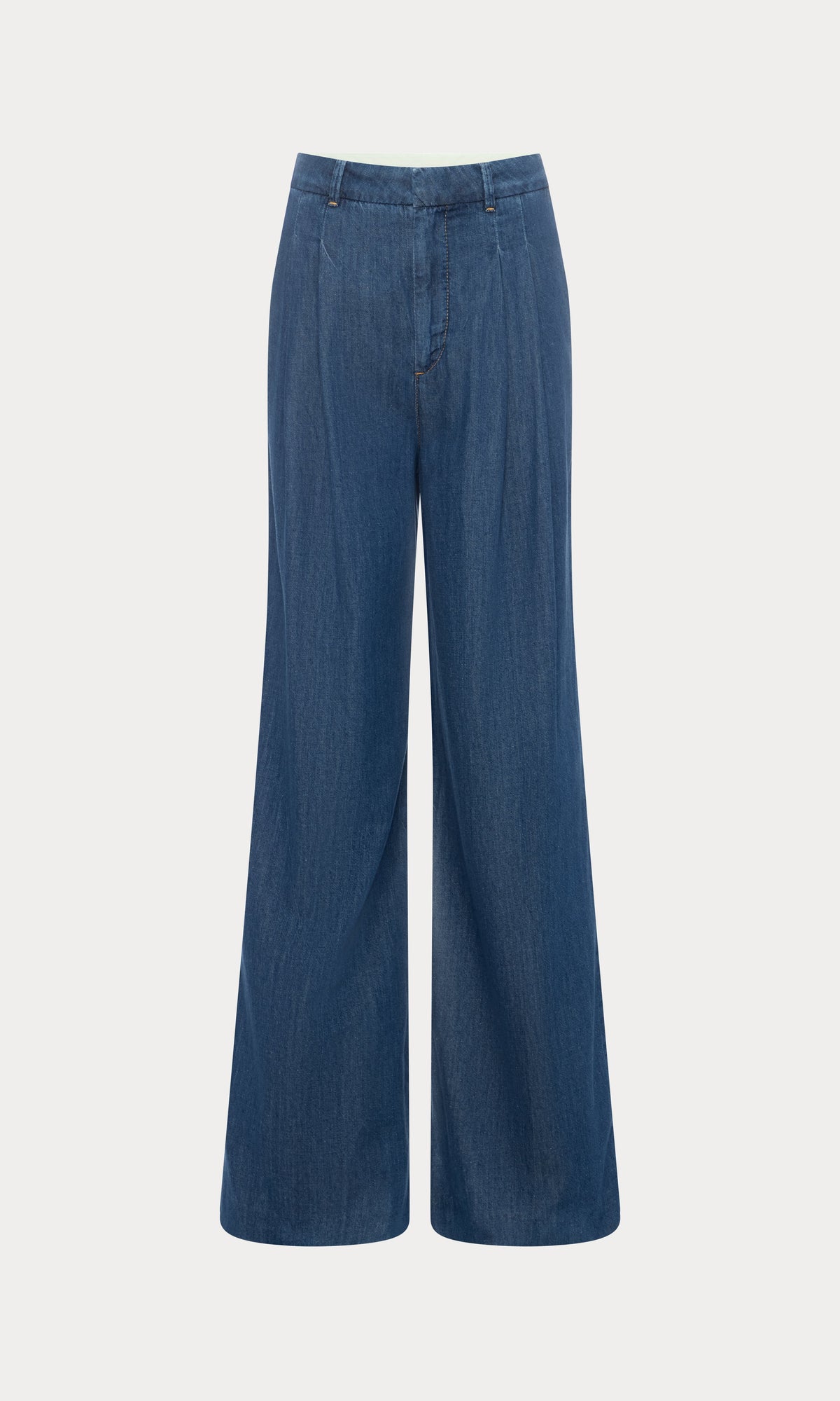 Luxury PLEATED HIGH WAISTED WIDE LEG TROUSER INDIGO1187
