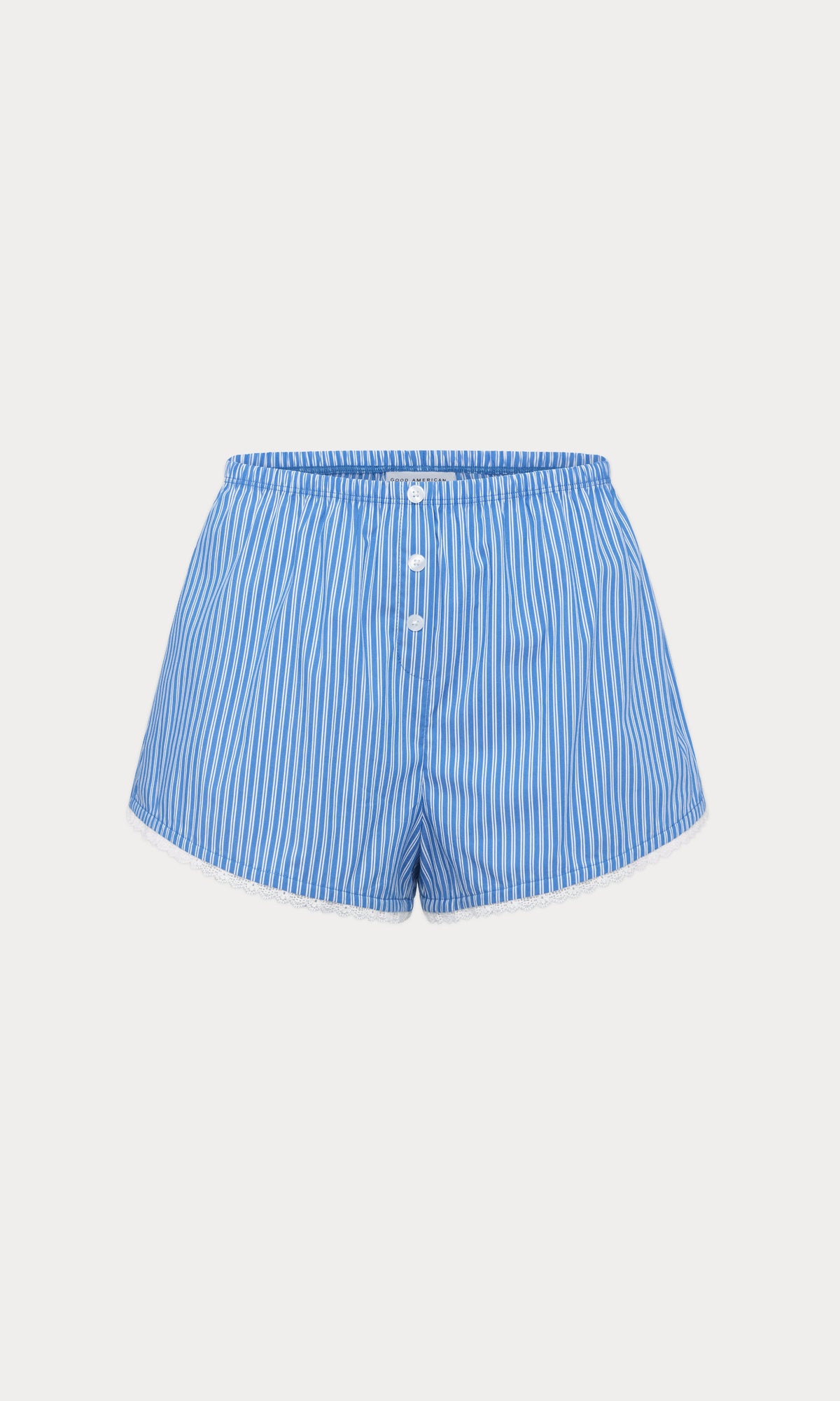 Luxury POPLIN PULL ON BOXER SHORTS BLUE & WHITE STRIPE