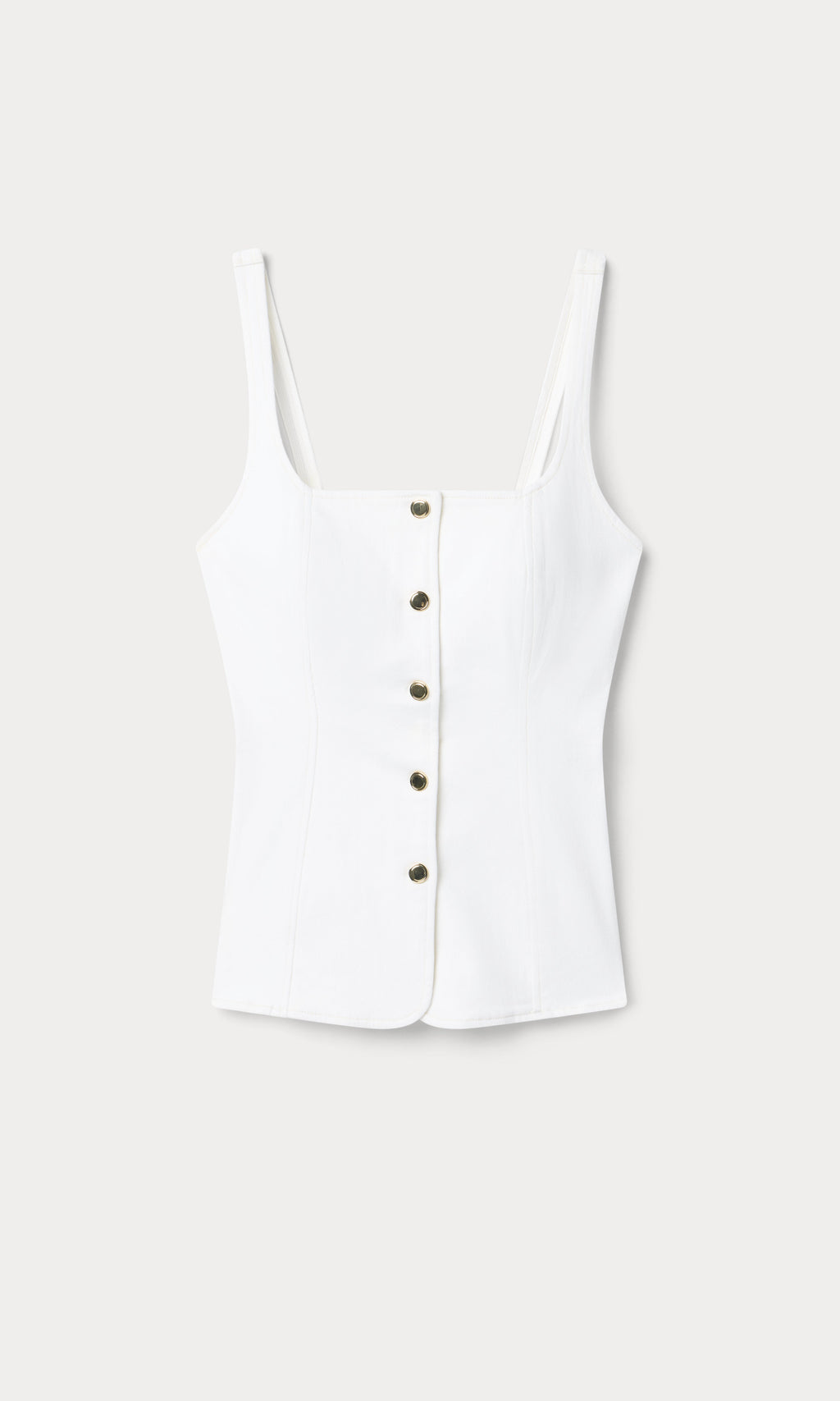 Luxury SLEEVELESS DENIM BUTTON FRONT TOP COTTON WHITE