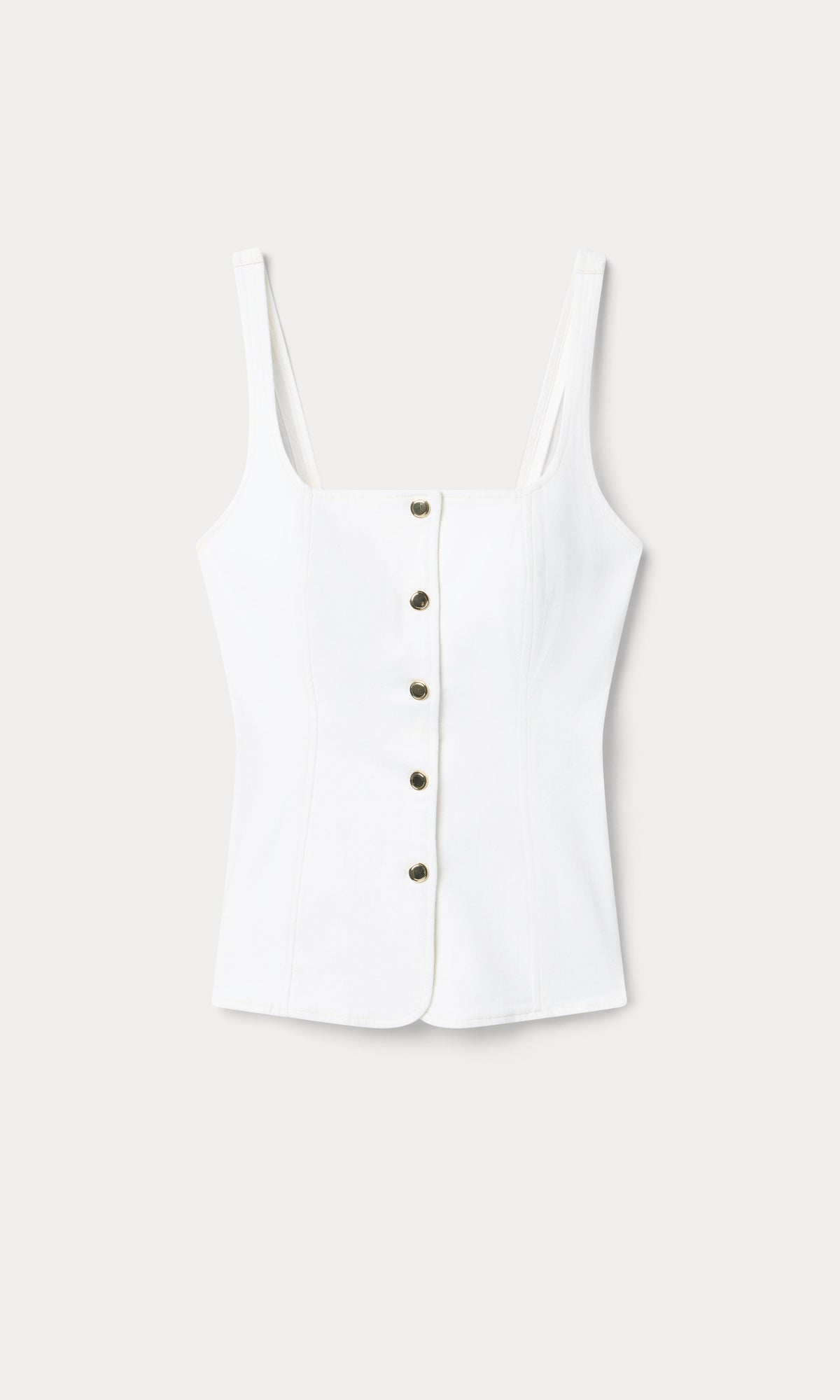 Luxury SLEEVELESS DENIM BUTTON FRONT TOP COTTON WHITE