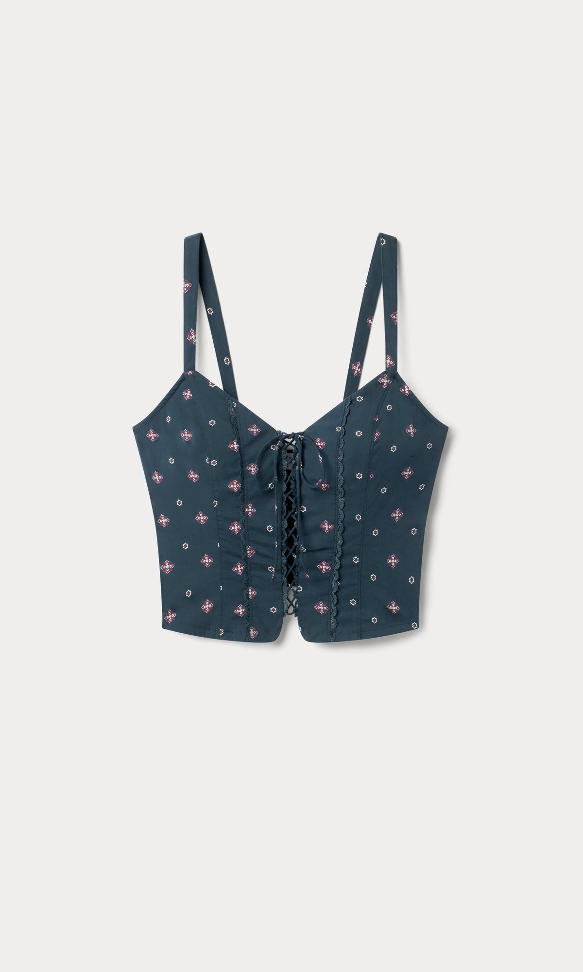 Luxury DOLLY LACE UP POPLIN TANK NEW NAVY BANDANA PRINT