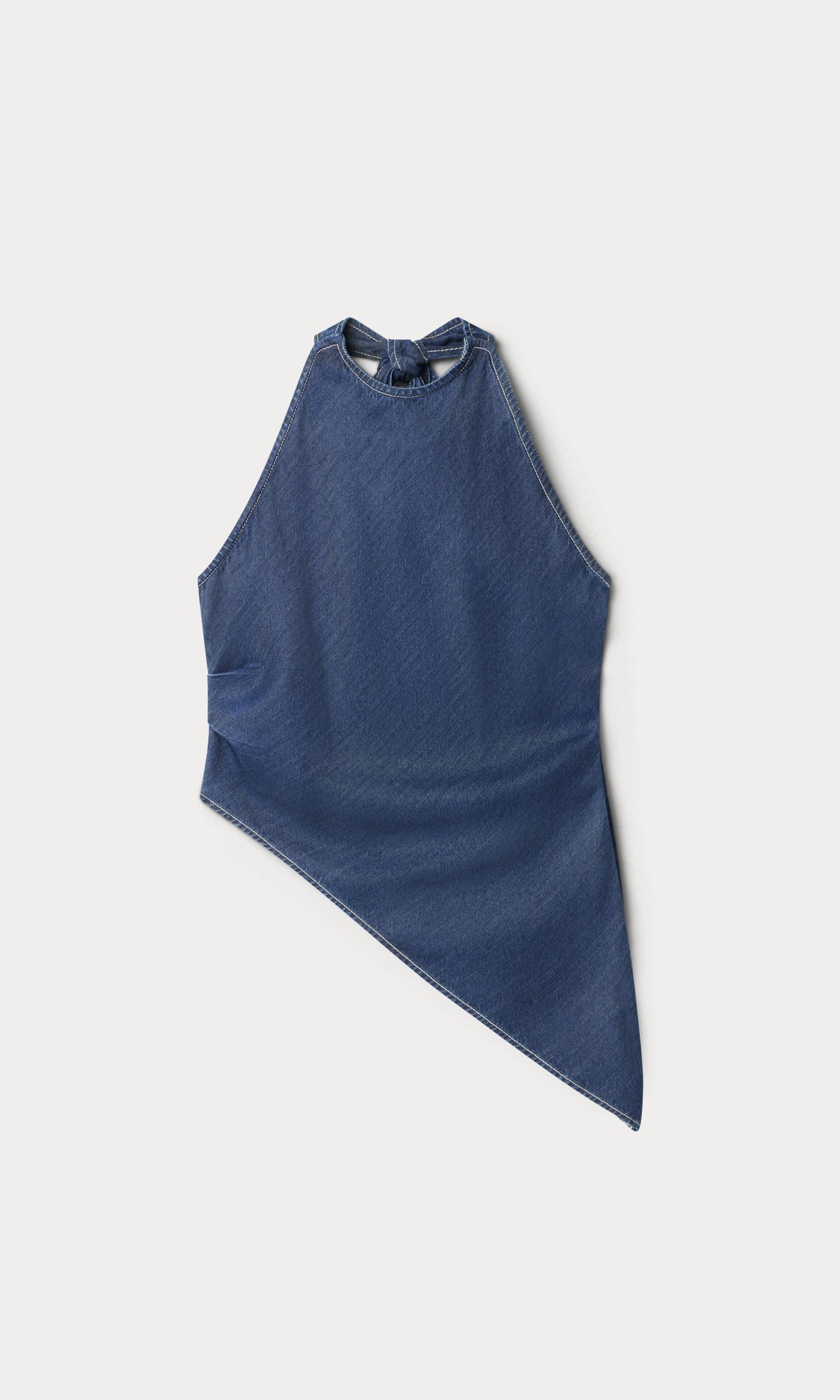Luxury ASYMMETRIC HEM HALTER TOP INDIGO1187