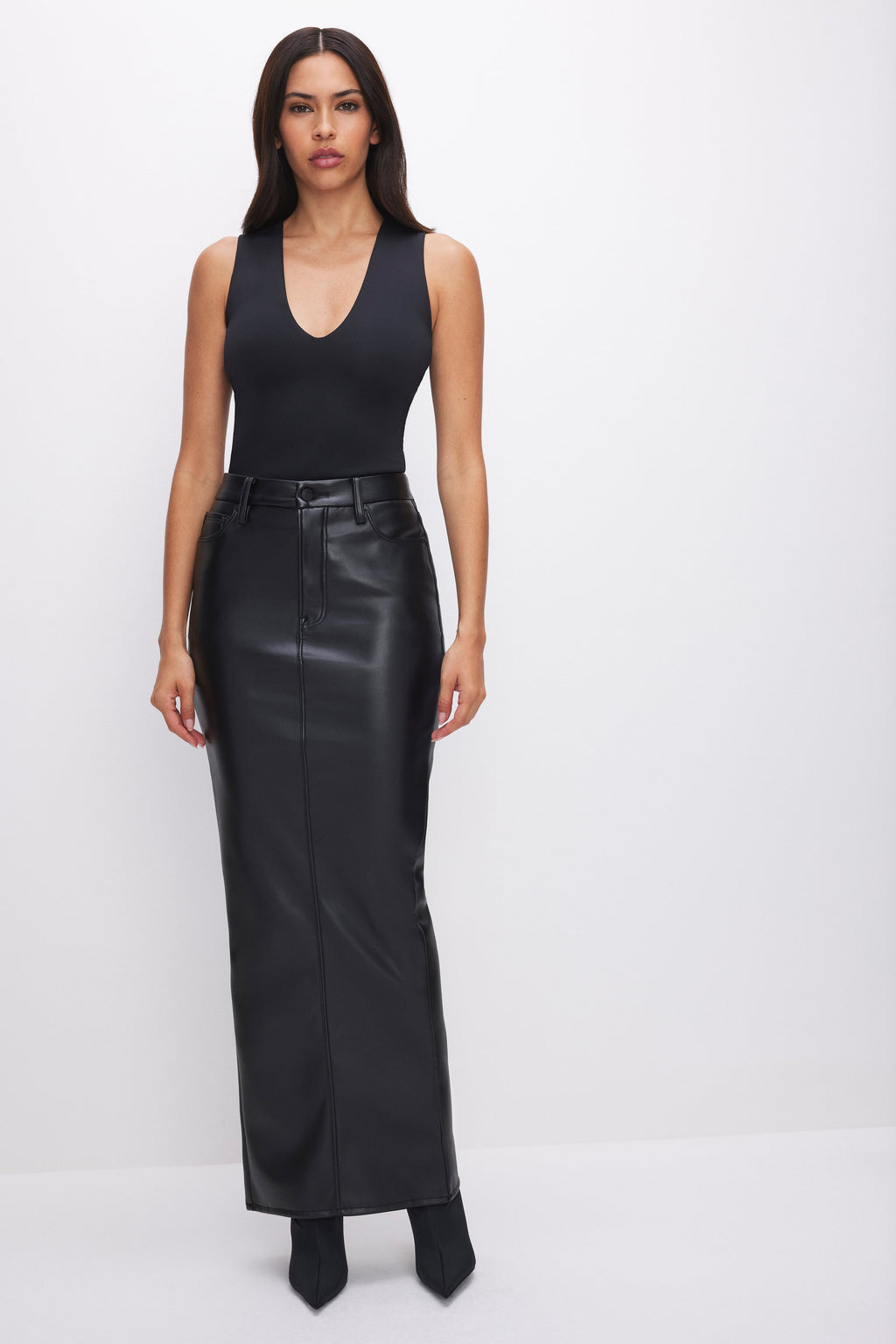 Luxury SCULPTING DEEP V TANK BODYSUIT BLACK001