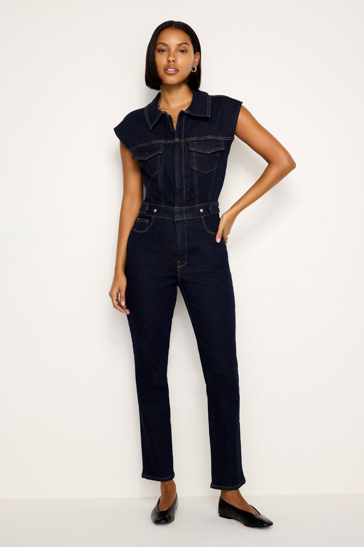 Luxury RINSED DENIM FIT FOR SUCCESS JUMPSUIT INDIGO716