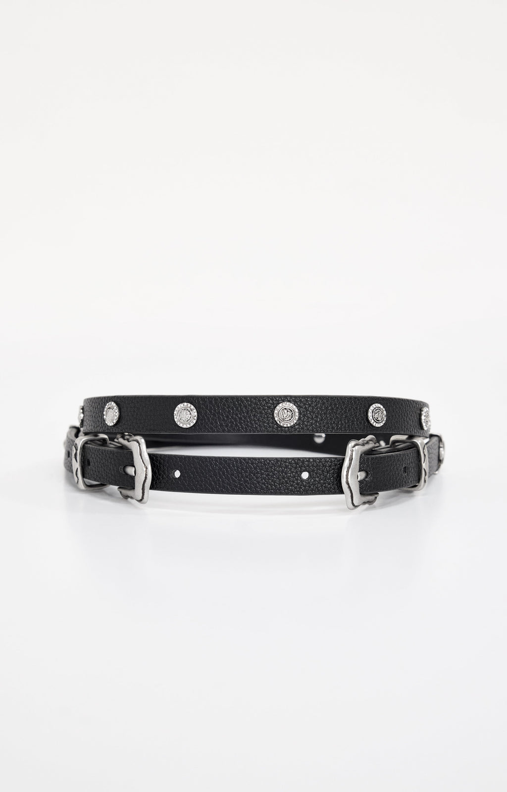 Luxury SKINNY DOUBLE BUCKLE BELT BLACK001
