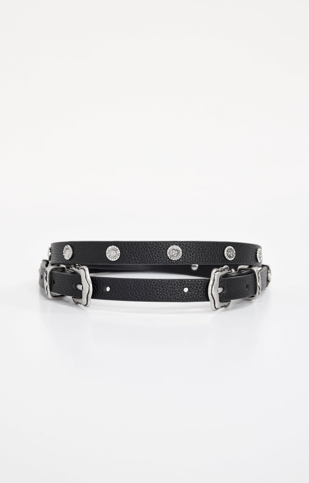 Luxury SKINNY DOUBLE BUCKLE BELT BLACK001