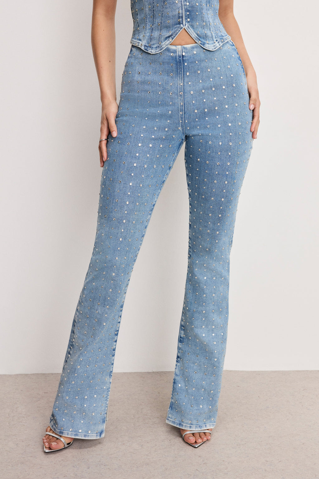 Luxury DOLLY CRYSTAL DENIM PULL ON PANTS INDIGO1023