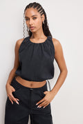 Luxury TWILL PARACHUTE BUBBLE TOP BLACK001