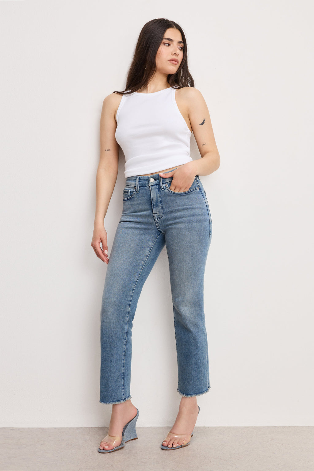 Luxury GOOD PETITE STRAIGHT JEANS BLUE449