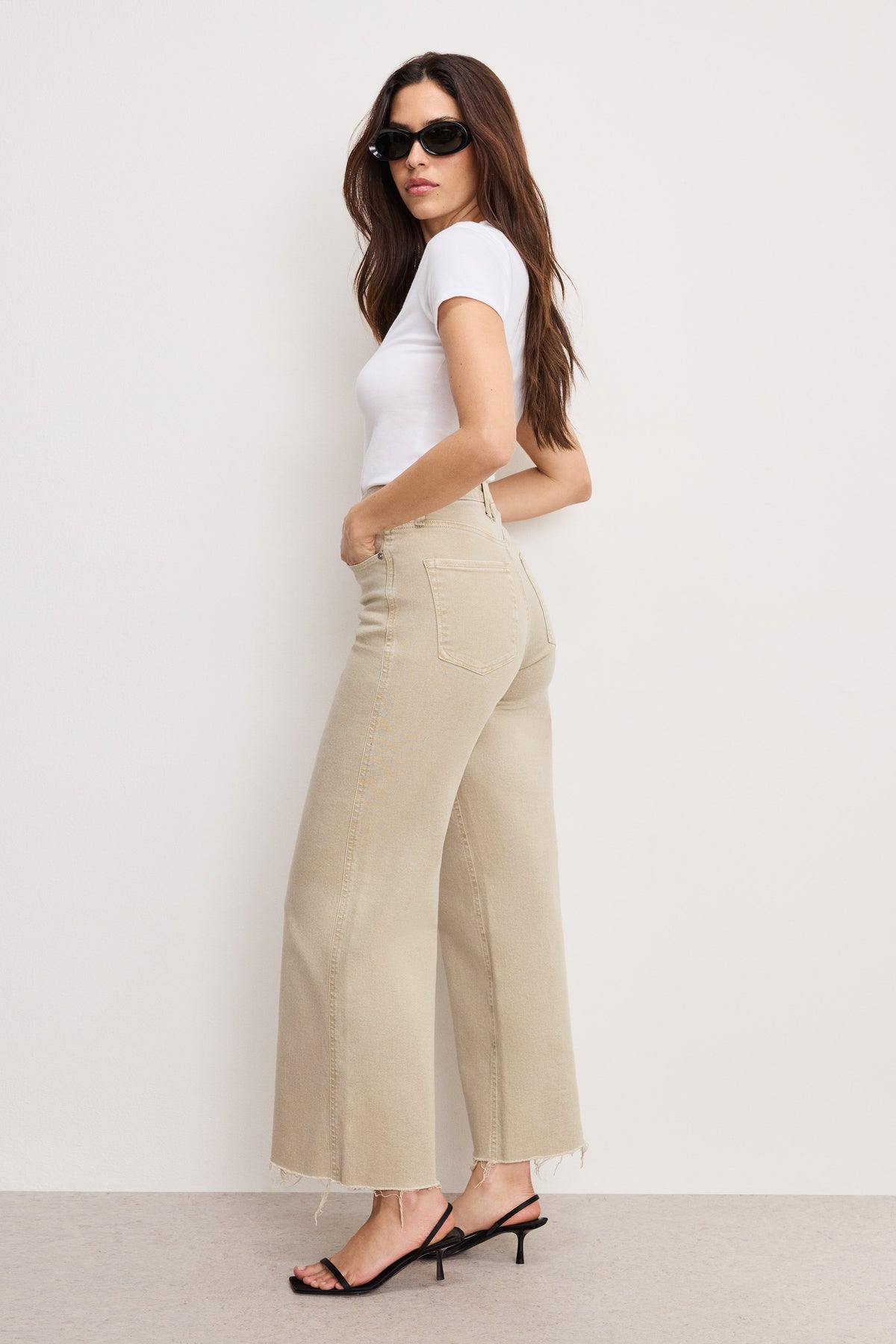 Luxury GOOD SKATE WIDE CROPPED JEANS DUNE001