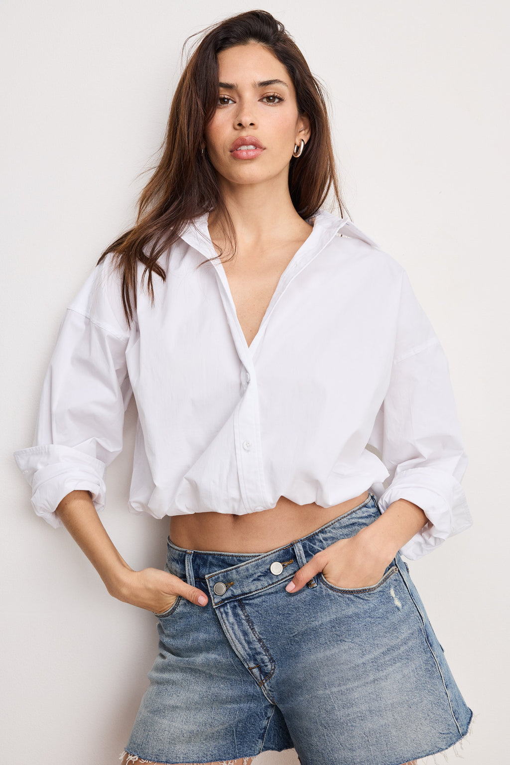 Luxury POPLIN BUBBLE SHIRT WHITE001