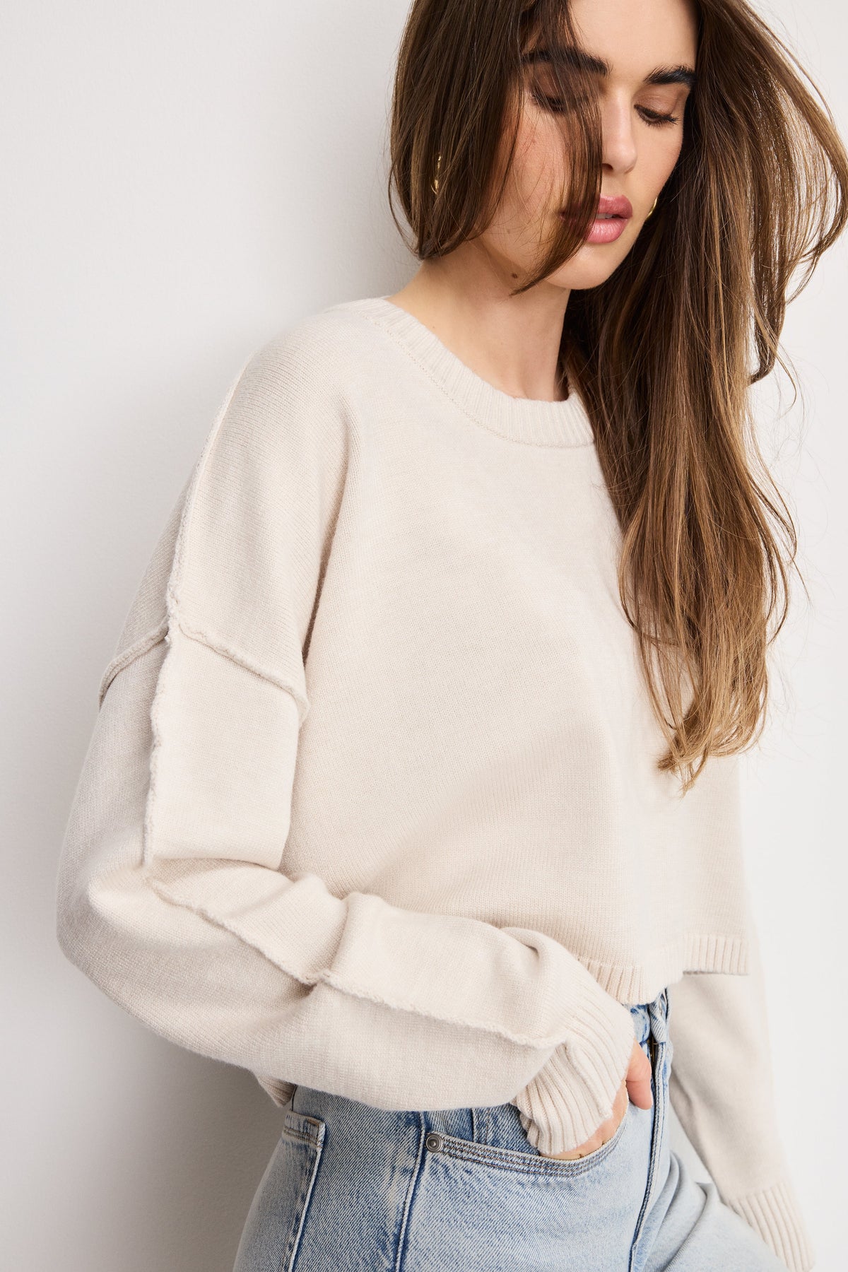 Luxury COZY KNIT CREW NECK VANILLA001