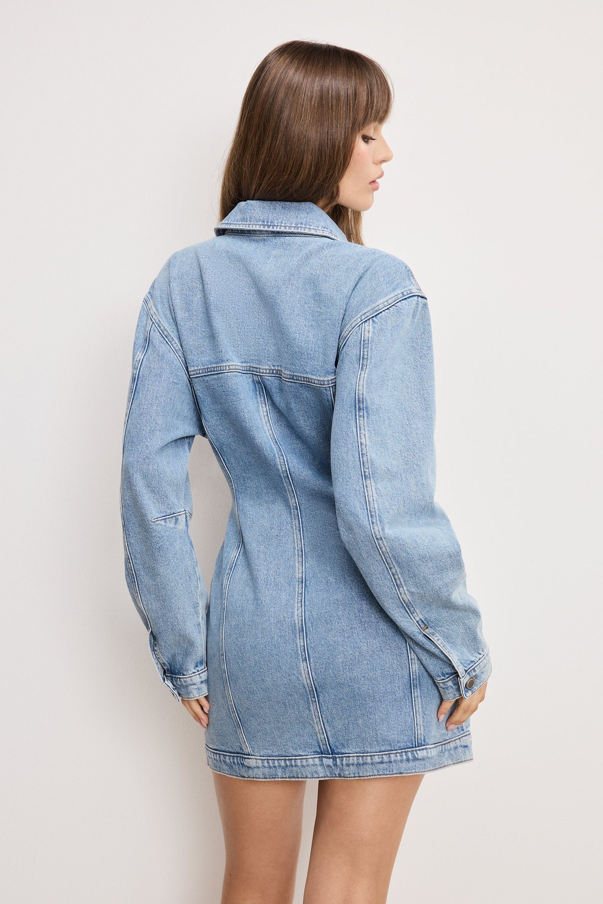 Luxury BARREL LONG SLEEVE MINI DRESS INDIGO911