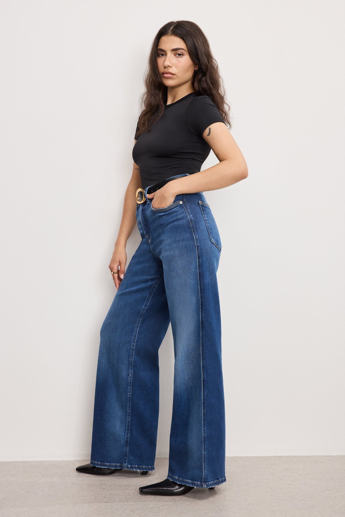 Luxury SOFT TECH GOOD PETITE SKATE WIDE JEANS INDIGO891