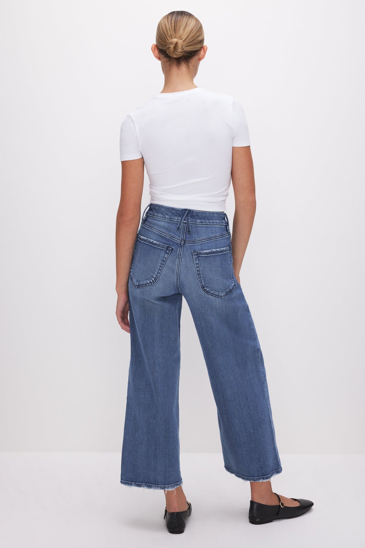 Luxury GOOD WAIST CROPPED PALAZZO JEANS INDIGO338