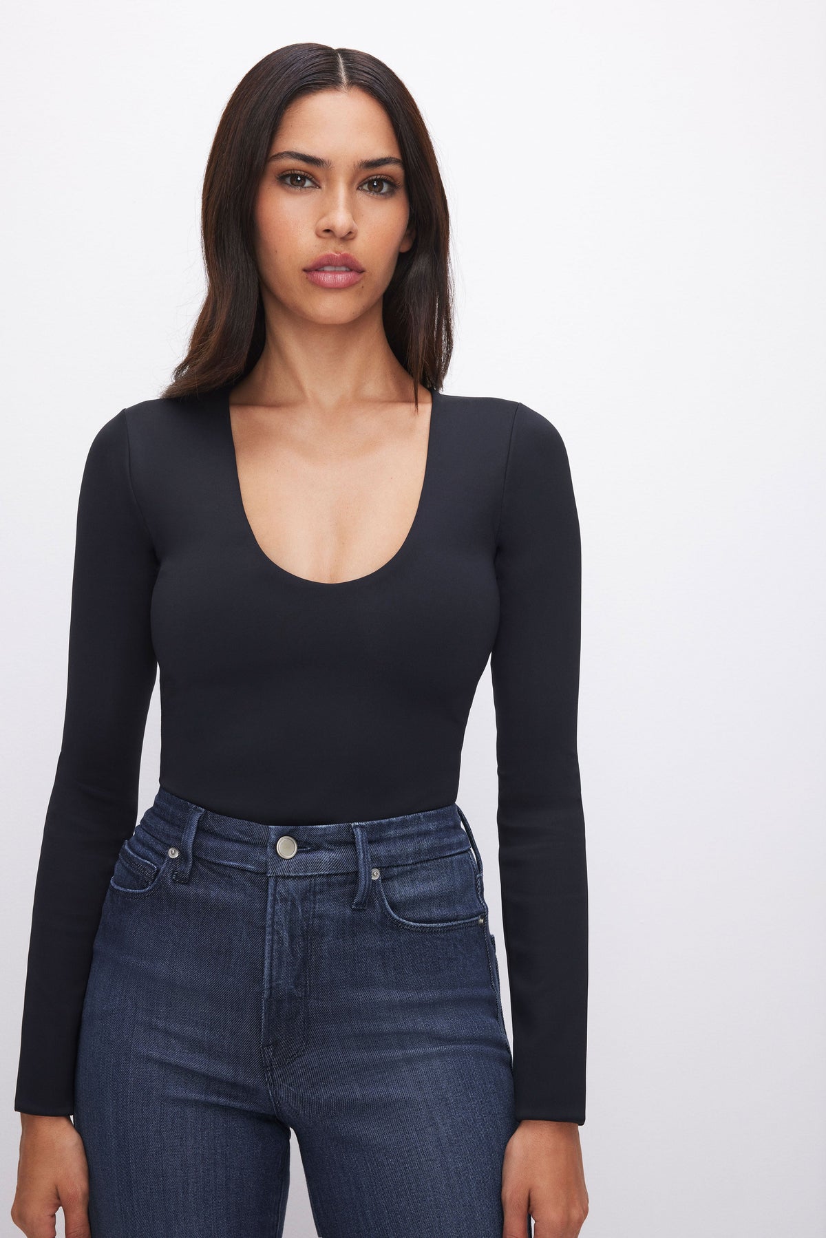 Luxury SCULPTING SCOOP NECK BODYSUIT BLACK001
