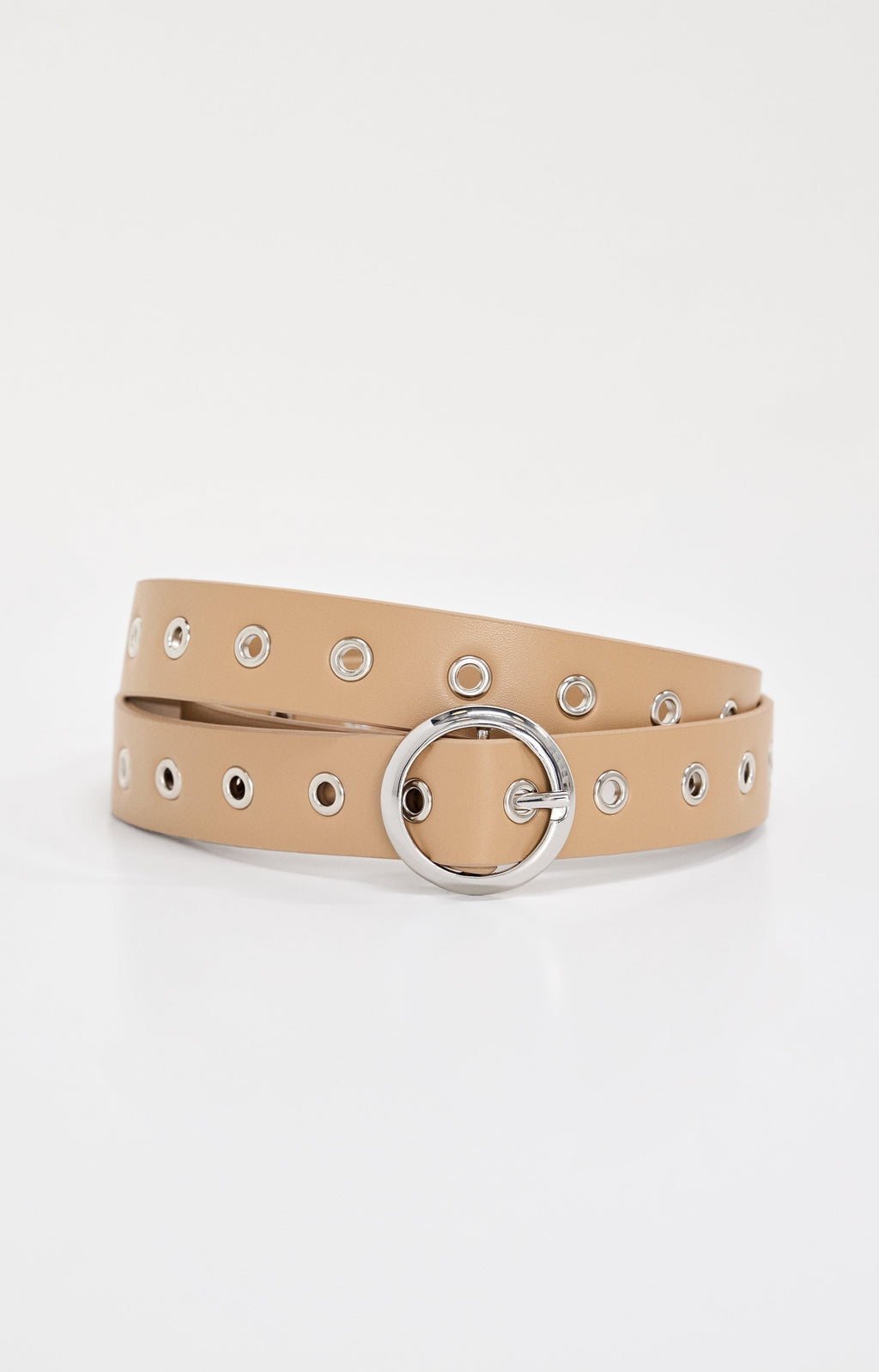 Luxury SKINNY EYELET BELT TAN002