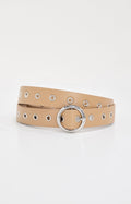Luxury SKINNY EYELET BELT TAN002