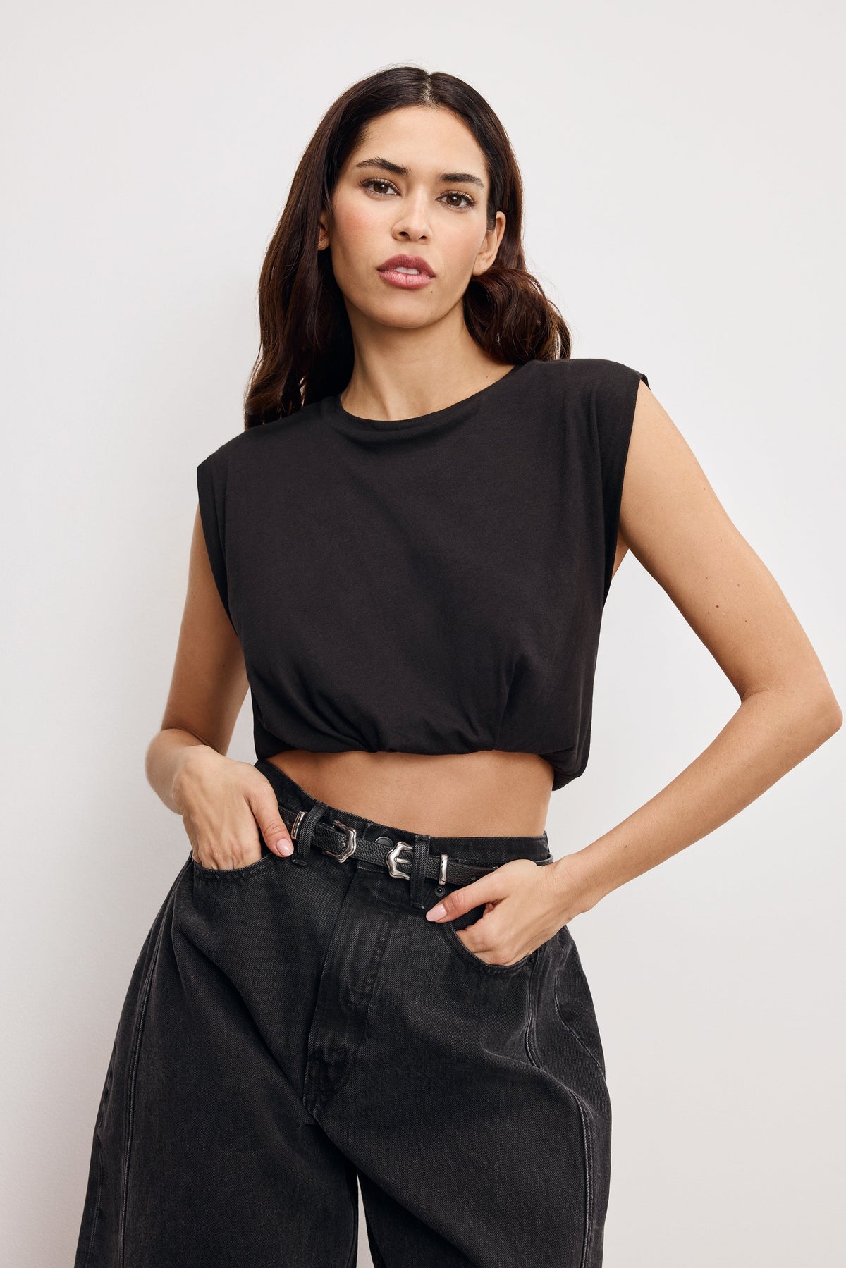 Luxury COTTON MUSCLE TEE BLACK001