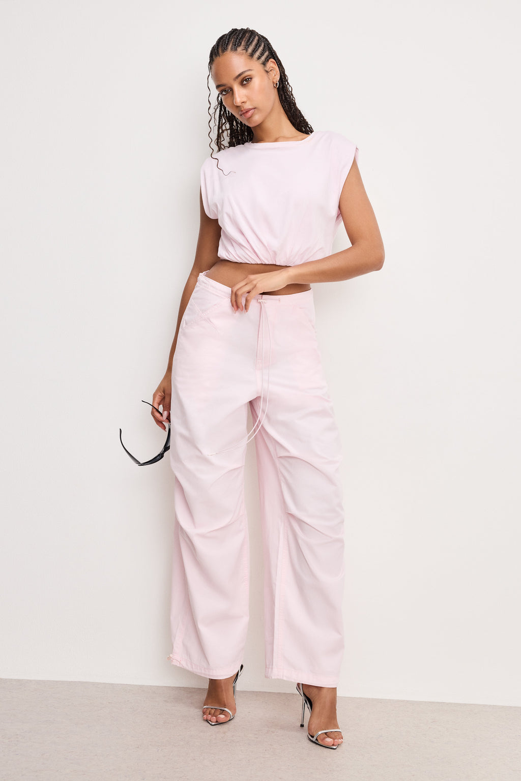 Luxury TWILL PARACHUTE PANTS BUBBLEGUM005