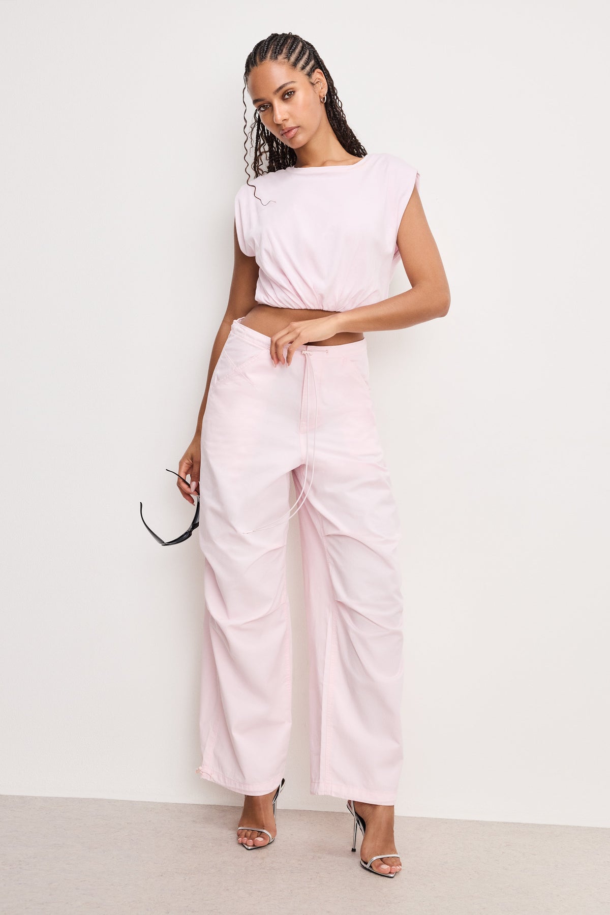 Luxury TWILL PARACHUTE PANTS BUBBLEGUM005
