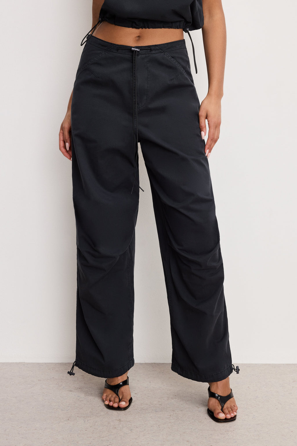 Luxury TWILL PARACHUTE PANTS BLACK001
