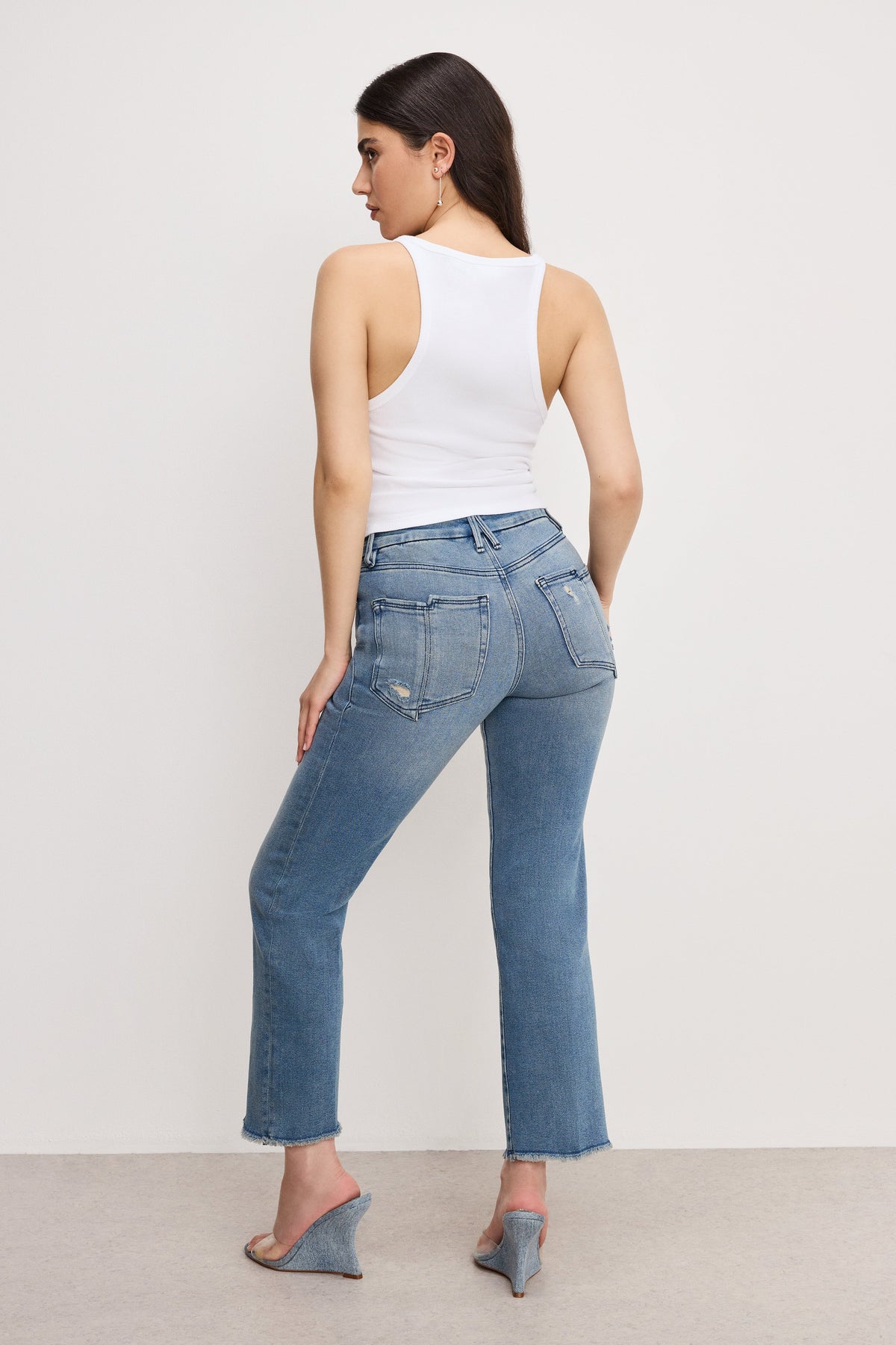 Luxury GOOD PETITE STRAIGHT JEANS BLUE449
