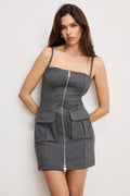 Luxury SOFT STRETCH PONTE MINI DRESS SUITING PINSTRIPE001