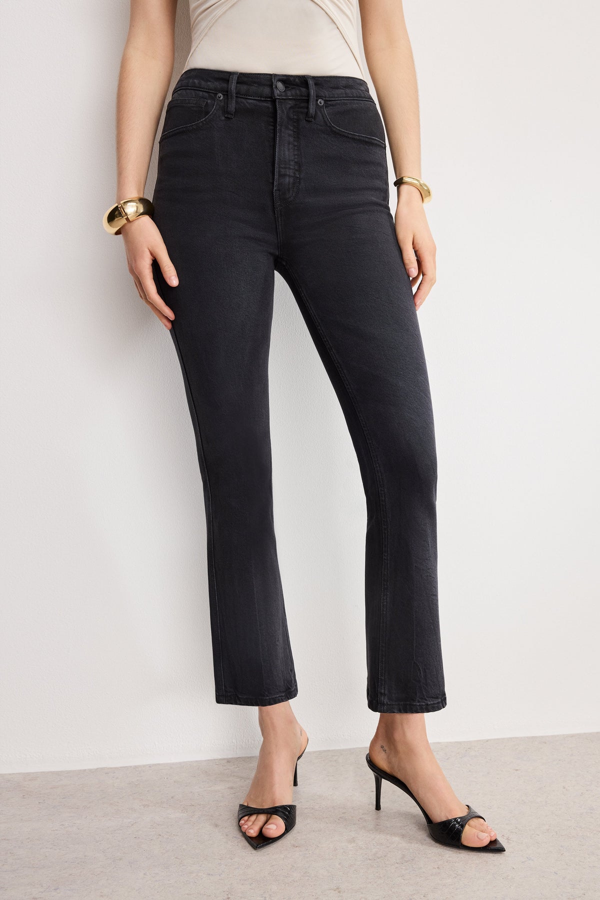 Luxury SOFT TECH GOOD KICK FLARE JEANS BLACK390