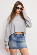 Luxury COZY KNIT CREW NECK MELANGE GREY