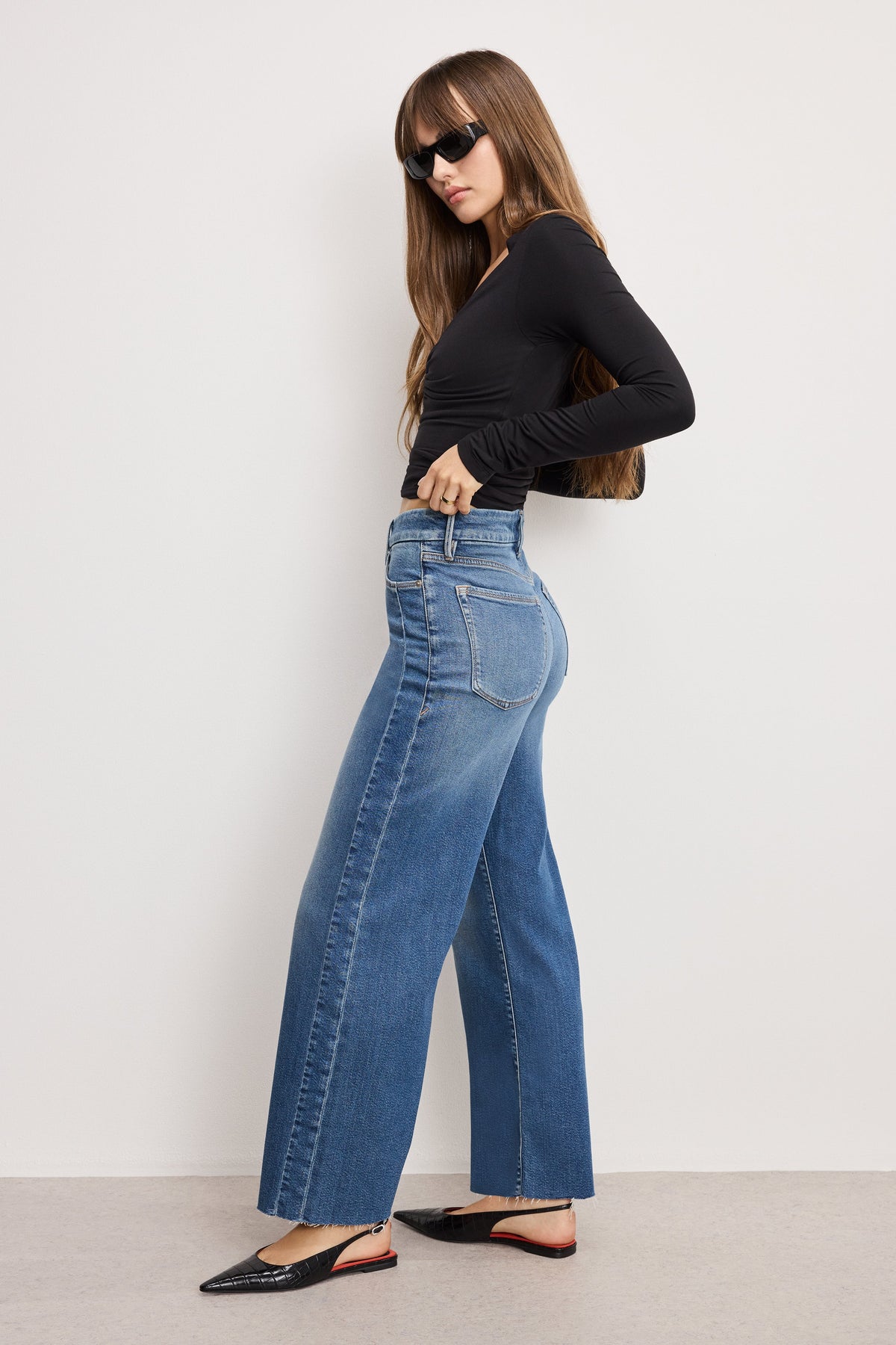 Luxury GOOD SKATE CROPPED WIDE JEANS INDIGO1005