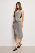 Luxury PLAID MIDI SKIRT GLEN PLAID001