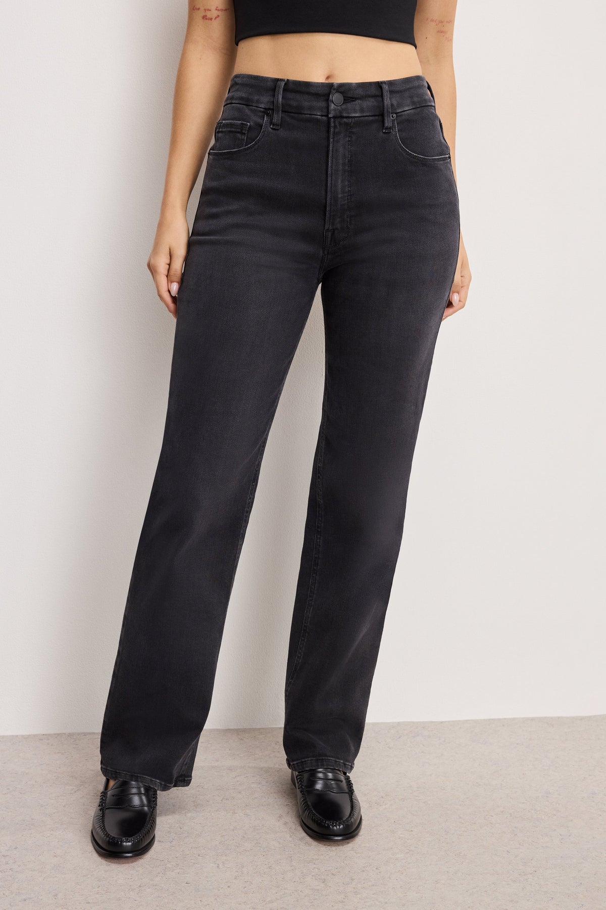 Luxury SOFT TECH GOOD TRUE STRAIGHT JEANS BLACK343