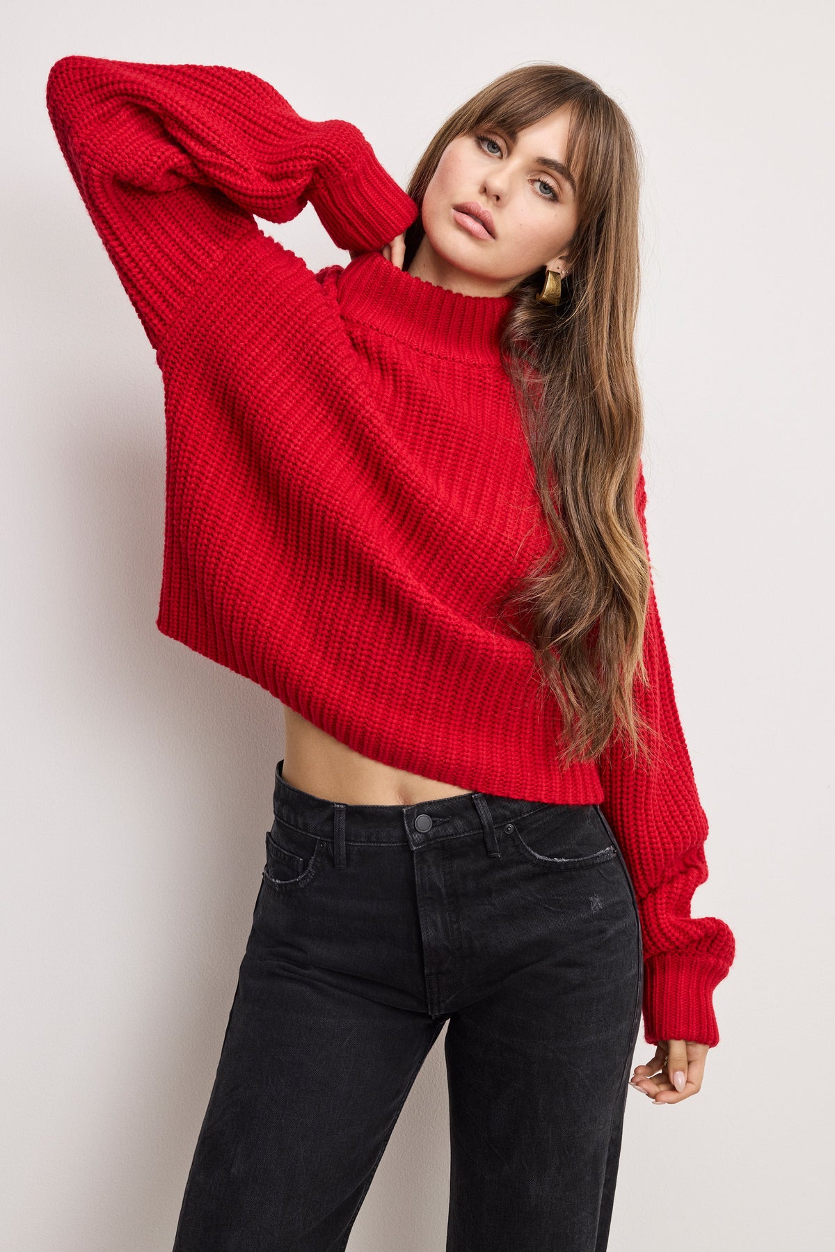 Luxury CHUNKY KNIT MOCK NECK SWEATER CHILI001