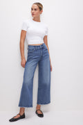 Luxury GOOD WAIST CROPPED PALAZZO JEANS INDIGO338