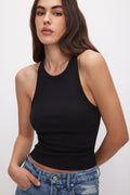 Luxury MICRO RIB CREWNECK TANK BLACK001